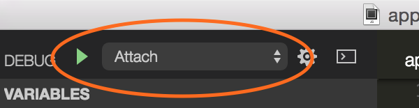 Image of Visual Studio Code attach icon Image of VS Code attach icon