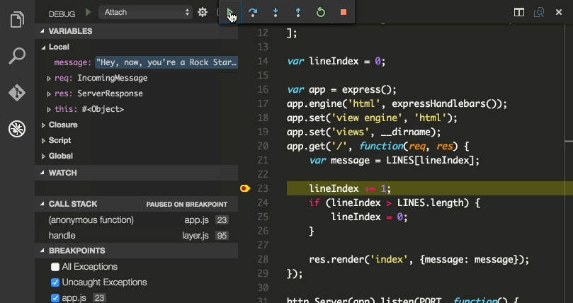 Animated image of VS Code hititng breakpoint Animated image of VS Code hititng breakpoint
